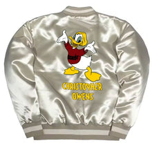 Load image into Gallery viewer, Silver Satin Bomber Jacket
