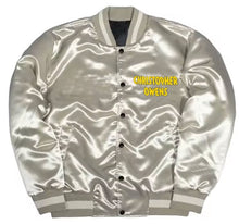 Load image into Gallery viewer, Silver Satin Bomber Jacket
